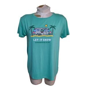 Life is Good Women‎ Lightweight Sleep Tee Let it Snow Green Size S NWT